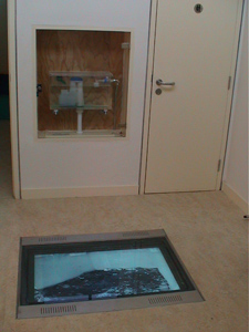 Photo of LCD screen embedded in the floor of the classroom