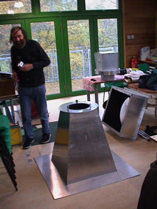 Photo of Peter Drew and the roof cowl of the Camera Obscura